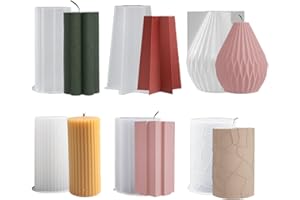 QINGYIWL Stampo per Candele in Silicone 6 Pezzi Cilindrico Stampi per Candele per Set di Fusione, Stampi per Candele 3D per Fusione per Candele Profumate di Sapone di Natale