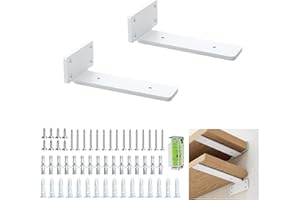 BATONCA Regalhalterung 15 cm (0.5 cm) Dicke, 2 Pack Schwebende, Versteckte Regalhalterungen, Rustikale Industrie Regalhalterungen Mit Modernem Eisen Finish - Weiß