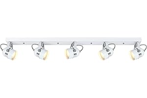 UKEW Ceiling Light 5 Way Rotatable - Light Fittings Ceilings Chrome with GU10 Spotlight - Modern Spot Lights Ceiling Bar - Wall Spotlight for Kitchen Hallway Living Room Bedroom