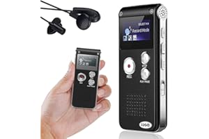 EYEZER 32GB Digital Voice Recorder, Voice Activated Recording and Playback Audio Dictaphone MP3 Player, Rechargeable LCD Sound Dictaphone Device