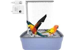 AVCXEC Vogel Wellensittich Badewanne, Automatische Vogel Badehaus Badewanne Automatische Vogelbadewanne mit Zirkulierender Wasserdusche Vogeldusche Wellensittich für Nymphensittiche,Afrikanische Grau,Vogel