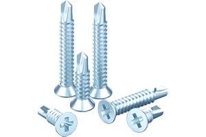 PERCTWARE Self Tapping Screws 4.2x19mm, 50pcs, Flat Head, Phillips Drive, Zinc Finish, Self-Drill Point, for Metal, Wood, Concrete, Wall, Deck, Plastic