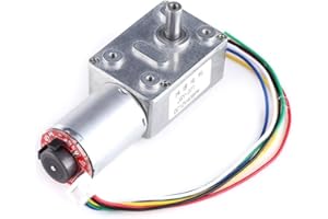 CCYLEZ DC 12V 10/20/30/40/100 RPM motoriduttore a vite senza fine ad alta coppia, motoriduttore a vite senza fine turbo con encoder Spazzola a carbone forte autobloccante in metallo prezioso(40RPM)