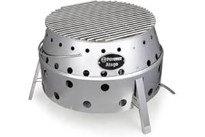 ‎PETROMAX Petromax Atago Grill - Tischgrill für den Einsatz beim Camping, im Garten oder Balkon - ideal zum Grillen, als Ofen oder Feuerschale - Picknick Grill mit Kohle- und Grillrost - Edelstahl