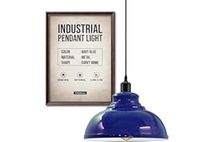 LEDSone Lámpara colgante industrial retro vintage, lámpara de techo, pantalla de metal para restaurante, sala de estar, dormitorio, cocina, bar, pasillo. (Azul marino)