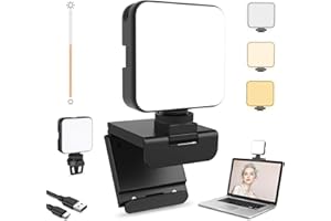 NexiGo Glow Light para Streamers, Kit de Lluminación Mejorada para Videoconferencias con Clip de Estilo Webcam, Rgulable & Recargable, para Streaming, Fotografía, Vlogging