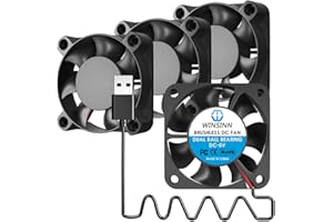 WINSINN 40mm 5V USB Fan - Dual Ball Bearing 5000 RPM Cooling Fan Replacement for PC/CCTV/Camping Power Bank/USB Devices, 1M Cable Brushless 40x10mm (4Pcs)