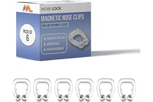 ‎MOBI LOCK Zestaw 6 silikonowych klipsów do nosa - magnetyczne, wielokrotnego użytku - skuteczne rozwiązanie przeciw chrapaniu dla osób chrapiących przez nos - od Mobi Lock