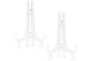 Funzhan 2pcs Clear Acrylic Easels Plastic Plate Stands Holders Fold Display Stand Picture Frame Photo Artwork Home Decoration - 9 Inch