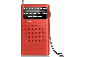 PREMES Tragbares Notfallradio - Rot - AM/FM - Batteriebetrieben - Kopfhöreranschluss - Tragbares Radio - Weltradio - Notrufpaket Must Have - Taschenradio - Für Katastrophen - Klein - Transistorradio