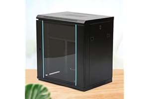 BURUIYOTEN 12U For Patch Panel Switch Pdu Network Cabinet Data Comms Wall Rack Server Devices Floor Mounted Large Capacity Mount Removable Side Door Enclosure Clear Lock Deep Multi Function Enclosures Black