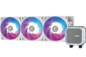 MSI MAG CORELIQUID A13 360 WHITE Watercooling AIO - Couverture complète du CPU, design du circuit d'eau amélioré, ARGB, CycloBlade 7, Radiateur Split-Flow, Ventilateurs à roulement de type Rifle