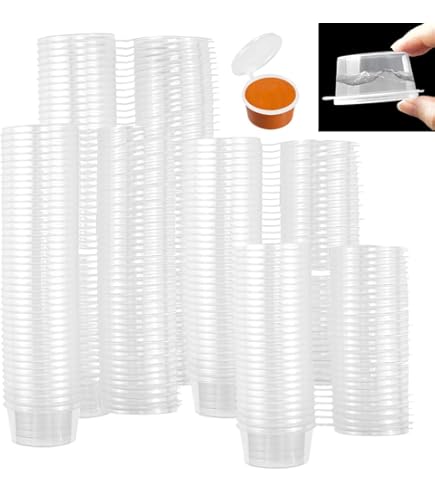 Inoverse 500 stuks opbergdozen, dressingbekers met deksel, 50 ml, sausbekers van PP, transparante dipdozen voor onderweg. Sauscontainer, degustatiebeker, fijnvoedselbeker, BPA-vrij Inoverse 500 stuks opbergdozen, dressingbekers met deksel, 50 ml, sausbekers van PP, transparante dipdozen voor onderweg. Sauscontainer, degustatiebeker, fijnvoedselbeker, BPA-vrij