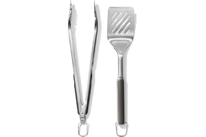 OXO Outdoor set med grillspade och tång, 41 cm och 47,5 cm | Dubbelböjd spade, vågade tångkanter greppar säkert, inbyggd flasköppnare, upphängningsöglor