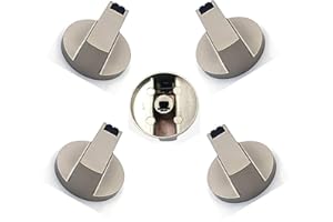 LOOPUNK 4 Stücke Gasherd knöpfe,Schalter für Küche, Herd,6 mm Metall Universal Silber Gas Herd Steuer Gasherd Knöpfe Adapter Ofen Schalter Kochen Fläche Steuer