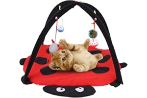 GOTOTOP Spielmatte für Katzen, aus Baumwolle, beweglich, mit Spielzeug, gepolstertes Bett
