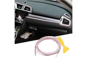 Osilly Car Interior Moulding Trim Strips, 33Ft/10M Universal Electroplating Decoration Filler Insert Strips, Styling Dashboard DIY Flexible Strip, Garnish Accessory with Installing Tool (Pink)