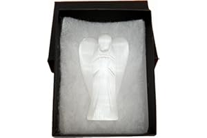GENERIC Hand Carved Crystal Healing Gemstone Pocket Guardian Angels with Reiki Powers Gift Stone Ornaments, 45mm to 50mm(Approx 2") (Selenite)