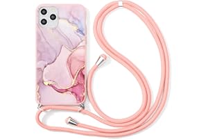 ZhuoFan Handykette Handyhülle für iPhone X/XS Hülle mit Band, Aesthetic Rosa Marmor Motiv Schutzhülle mit Kordel zum Umhängen, Weich TPU Silikon Stoßfeste Necklace Lanyard Case für iPhone X/XS