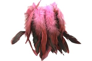 Mnixy Queue de Coq Naturelle, décoration, Coiffe, 50 Plumes, Rose, Taille Unique