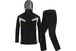 Jywmsc Traje de Lluvia para Hombre, Chaqueta Impermeable y Traje de Pantalón, Chubasquero Unisex, Chaqueta Impermeable para Motocicleta, Ciclismo, Chaquetas con Capucha con Reflectores de Seguridad