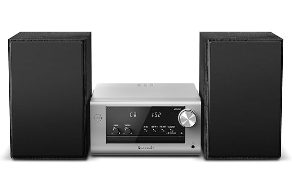 Panasonic SC-PM702EG-S Microchaîne Hi-FI Stéréo Compacte avec CD, Dab+/FM Radio, USB et Bluetooth, Hauts Parleurs 80W, Contrôle des Basses, Argent