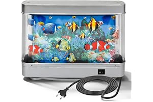 LED Akvarium, Akvarium För Barn, Konstgjord Akvarium Nattljus, Tropiska Fiskar Falsk Dynamisk Virtuell Ocean Simulering med E