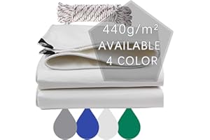 JIANYANA Tende per Esterno Impermeabili, Telone In PVC 440 g/m² Telone Impermeabile Per Esterno Con Occhielli Rinforzati per Mobili, Anti-Uv Multiuso, Colore: bianco (3 x 4 m)