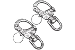 CHENKEE Schnappschäkel, 2 Stücke Edelstahl Swivel Eye Snap Shackle Heavy Duty Snap Schäkel Quick Release Marine Swivel Schäkel D-Links Haken Schäkel Clip für Segelboot Sandsack