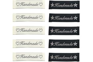 Zasiene Handmade Textiletiketten 100 Stück Handmade Label zum Annähen Stoffetiketten Kleideretiketten Stofflabel - Etiketten zum Einnähen Handmade DIY Dekor Nähzubehör
