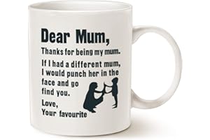 THIS MIGHT BE WINE This Funny Coffee Mug for Mum Christmas Gifts, Dear Mum, Thanks for Being My Mum, Love Your Favourite Best Mothers Day Gifts for Mum, Mother Porcelain Cup, White 11 Oz