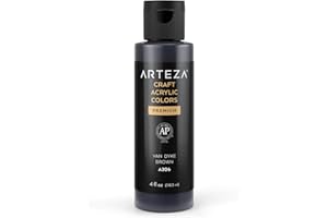 ARTEZA Craft Acrylic Paint, A306 Van Dyke Brown, 118 ml Bottle, Water-Based, Blendable, Outdoor Craft Paint for Art & DIY Projects on Glass, Wood, Ceramics, Fabrics, Paper & Canvas