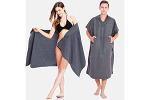 RVISTER Hooded Beach Towel Changing Robe,Beach Bath Swimming Surf Poncho,Easy Change in Public,Quick Dry Microfiber Towelling Robe for the Beach,Pool,Lake,Water Park,Three Size Fit Men Women Kids