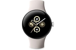 Google Pixel Watch 2 – Boîtier en Aluminium Argent Poli – Bracelet Sport Porcelaine – Wi-FI