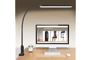 BIENSER LED Desk Lamp with Clamp, 112 LEDs Super Bright Desk Light, 5 Color Modes, 11 Brightness, Memory Function, Clip on Flexible Desk Lighting for Office, Study, Read, Craft, Nail, Hobby, Black