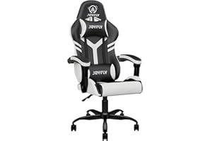 ‎JOYFLY JOYFLY Gaming Stuhl Gaming Sessel Ergonomischer PC-Stuhl mit Lordosenstütze, Racing Stil Gamer Stuhl mit Kopfstütze, Höhenverstellbar, Erwachsene Junge(Schwarz-Weiß)