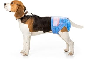 Pet Soft Dog Puppy Nappies Female Medium - Fashion Denim Dog Cat Diapers ， Disposable Dog Doggy Period Pants in Season with Flexible Magic Tape(16 Count M, Blue)