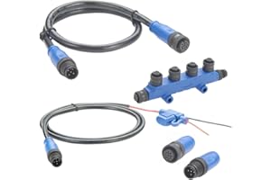 Plinkwirekb NMEA 2000 N2K - Kit de iniciación de cable troncal de grado marino, cable de caída de 4 puertos, terminadores, cable de alimentación con fusible para redes Lowrance Simrad B&G Navico