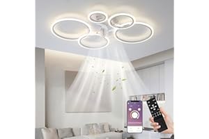 ‎MIIR LED Ceiling Fan with Lighting, 100 cm Lamp with Fan and Remote Control App, 80 W Ceiling Light with Fan, Ceiling Fan with Light, Ceiling Fan for Bedroom, Living Room, White