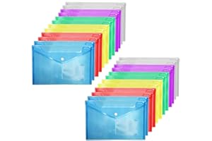 GOODTOU A5 Plastic Wallet 24 Pcs -File Folders Document Wallets Plastic Wallets with Popper