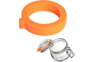DEARBAG Confezione da 12 Guarnizioni di Ricambio in Silicone, 70 x 95 mm, Anti-Perdita, Guarnizioni per la Conservazione Della Freschezza per Barattoli di Cibo, Contenitori di Vetro (Arancione)