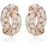 Estele 24 Kt Gold Plated Earrings With Green Coloured Flower Print For Women