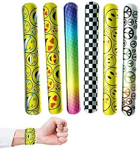 Slap Bracelets 10 Packs Party Bracelets Toys Bands Emoji Birthday Christmas Party Favors Classroom Rewards for Boys Kids Girls