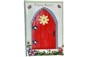 BZB Enchanted Miniature World Fairy Door - Garden Home Indoor Outdoor Ornament - 8 designs - 12cm (red flower)