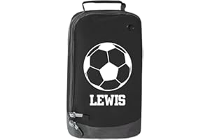 ABSOLUTELY TOP Personalised Childrens Football Boot Bag Boys Footy Ball Kids Sports Rugby Kit, Ink Black/Frosty White Print