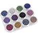 Honearn 12 Mix Colours Glitter Pots Nail Art Makeup Decoration Powder Set