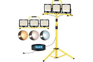 AUTOUTLET LED-arbet 300 W, 27 000 LM, 3 huvuden, 360° rotation, 3 000 K/5 000 K/6500 K, IP66 vattentät, med 5 m kabel, juster