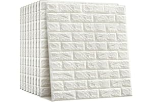 GDWD Lot de 10 panneaux muraux autocollants 3D pour salle de bain, chambre à coucher, salon, balcon, cuisine (77 x 70 cm) (blanc)