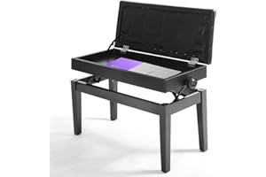 ‎DREAMADE DREAMADE Klavierhocker, Klavier Bank höhenverstellbar, Klavierbank mit Stauraum, Pianobank Schminkhocker Hocker, Schwarz