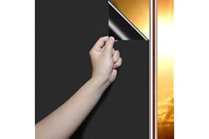 DARUITE Vinilo Opaco para Ventanas Negro Vinilos para Cristales 90x200cm, Esmerilado Electrostaticos Autoadhesivo Anti UV Vinilo Ventana Privacidad Bloquear la Luz para Dormitorio en el Hogar